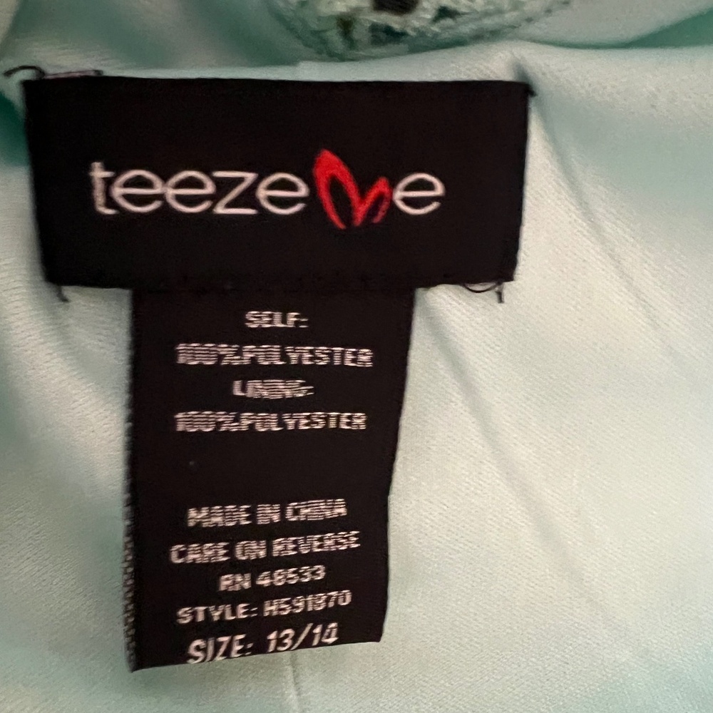 NWT Teeze Me Juniors Lace Back Sleeveless Fit&Flare Floral Dress in Mint 13/14 - Picture 12 of 16